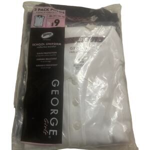 Girl's GEORGE 2 Pack School Uniform Polo Shirts Size XL 14 16 White And Navy